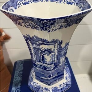 Spode Blue Italian Hexagonal Vase BNIB